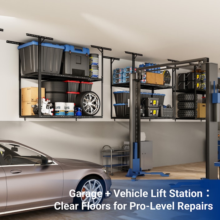 3x6 2-Tier Overhead Garage Storage Rack | FLEXIMOUNTS