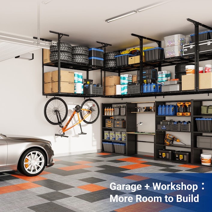 3x6 2-Tier Overhead Garage Storage Rack | FLEXIMOUNTS