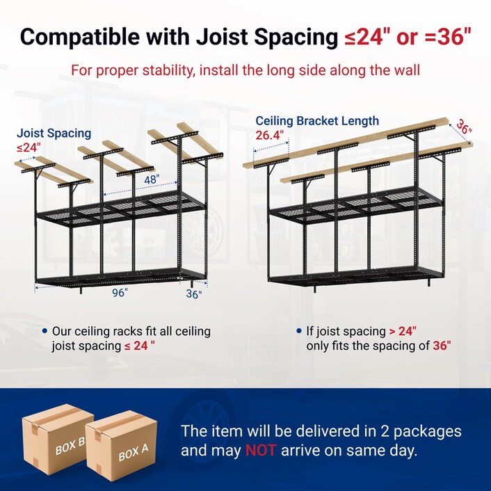 3x8 Double Layer Overhead Garage Storage Rack – Garages
