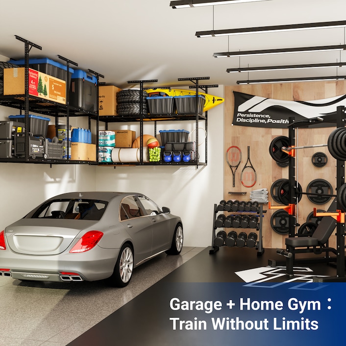 3x8 2-Tier Overhead Garage Storage Rack | FLEXIMOUNTS