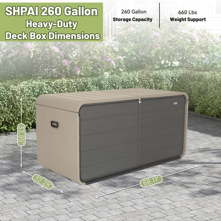 DB260（Plastic）260 Gallon Plastic Deck Box | FLEXIMOUNTS