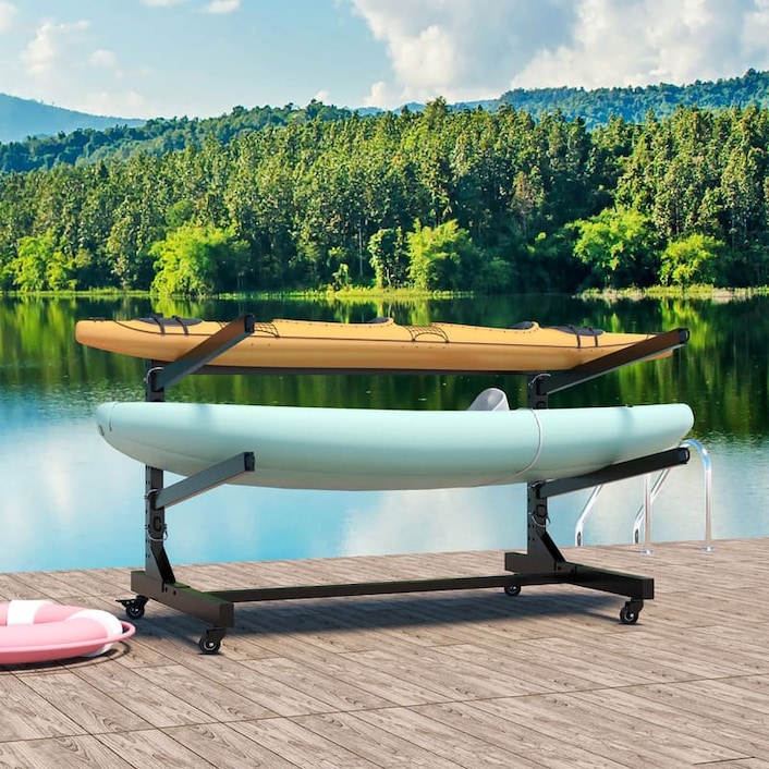 Heavy Duty Freestanding Kayak Storage Rack with Lockable Wheels