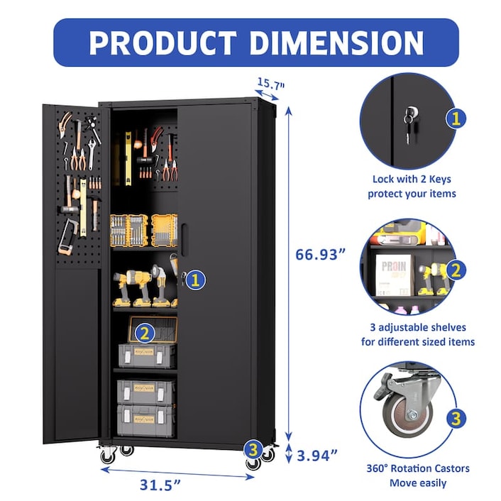SC3B-WP Classic Heavy-Duty Tool Storage Cabinet for Garage