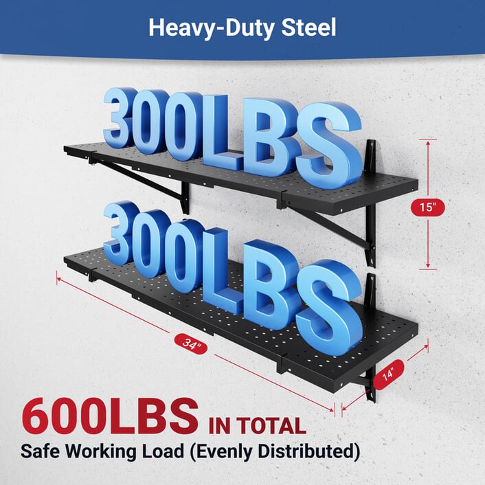 Metal Wall Shelves Perforated Panel for Garage | FLEXIMOUNTS