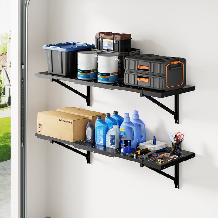 Metal Wall Shelves Perforated Panel for Garage | FLEXIMOUNTS