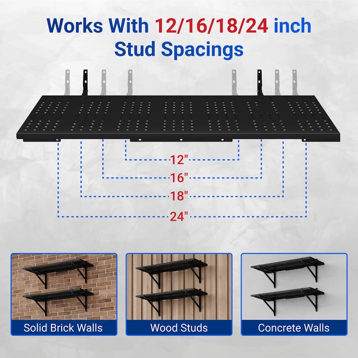 Metal Wall Shelves Perforated Panel for Garage | FLEXIMOUNTS