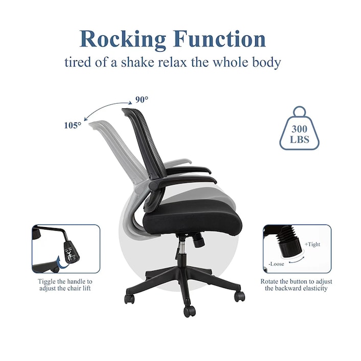 OFFICE FACTOR Ergonomic Blue Mesh Chair Lumbar Support Extra