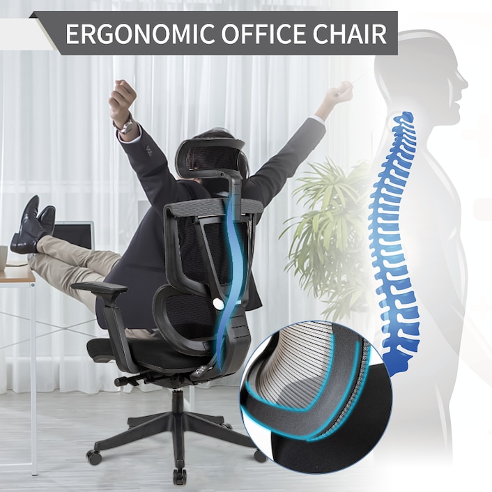 FlexiSpot C7 Ergonomic Chair with Mesh Cushion: Breathable Comfort for All-Day Use