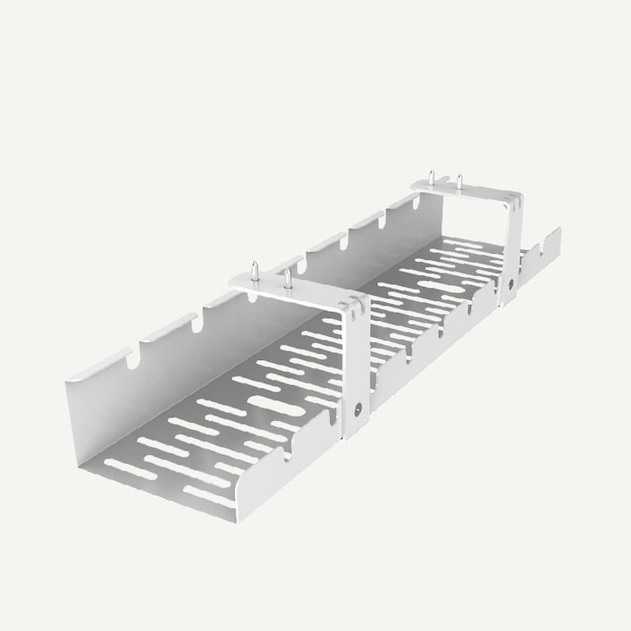 FLEXISPOT Under Desk Cable Management Tray, Metal Raceway Wires Cable Tidy  Organizer Office and Home Cable Tray Use for Standing Desk (White)