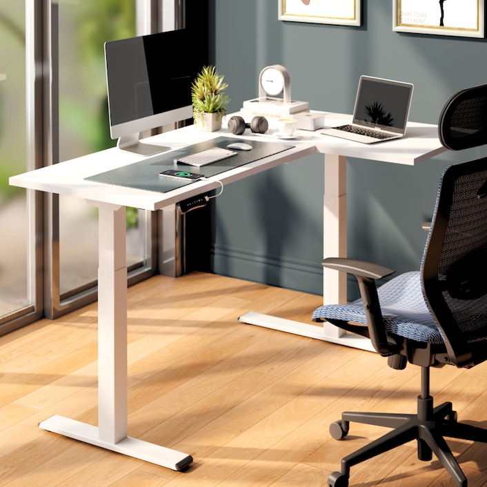 Homall 63 inches L-Shaped Height Adjustable Stand up Table, with