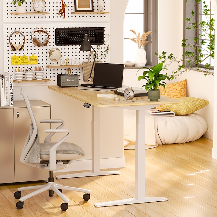 FlexiSpot E7 55W Height-Adjustable Standing Desk, White