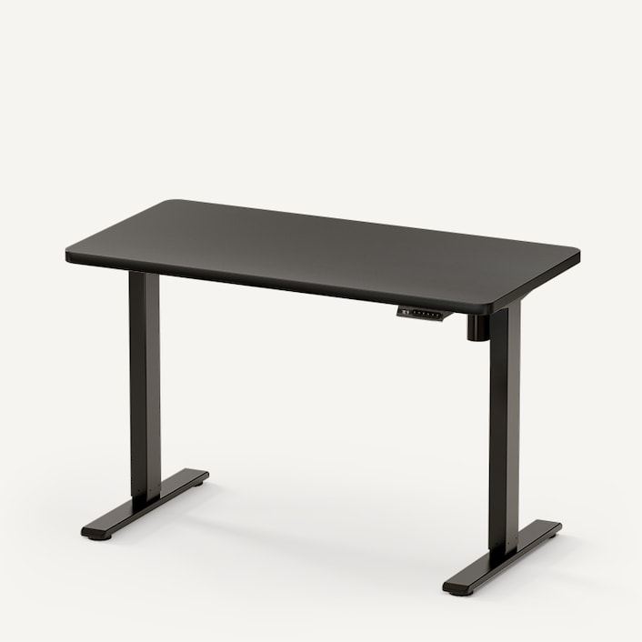 SHW L-Shaped Standing Desk Electric Height Adjustable Table, Black, 55-Inch