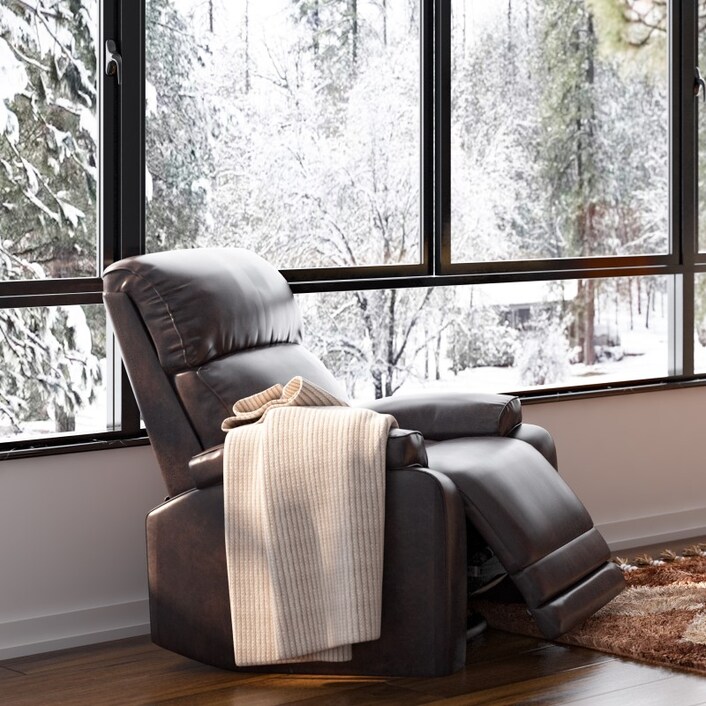 Dasia leather swivel rocker power recliner on sale with articulating headrest and usb power outlet