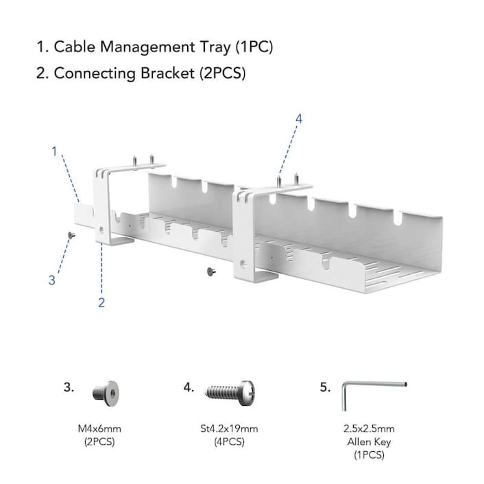 2pcs Cable Management Under Desk Cord Management Cable Holder Wire