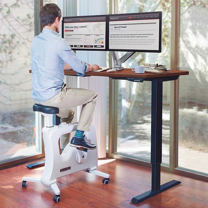 FlexiSpot Home Office White Under Desk Cycle Bike Chair With Desktop For  Exercise at Home