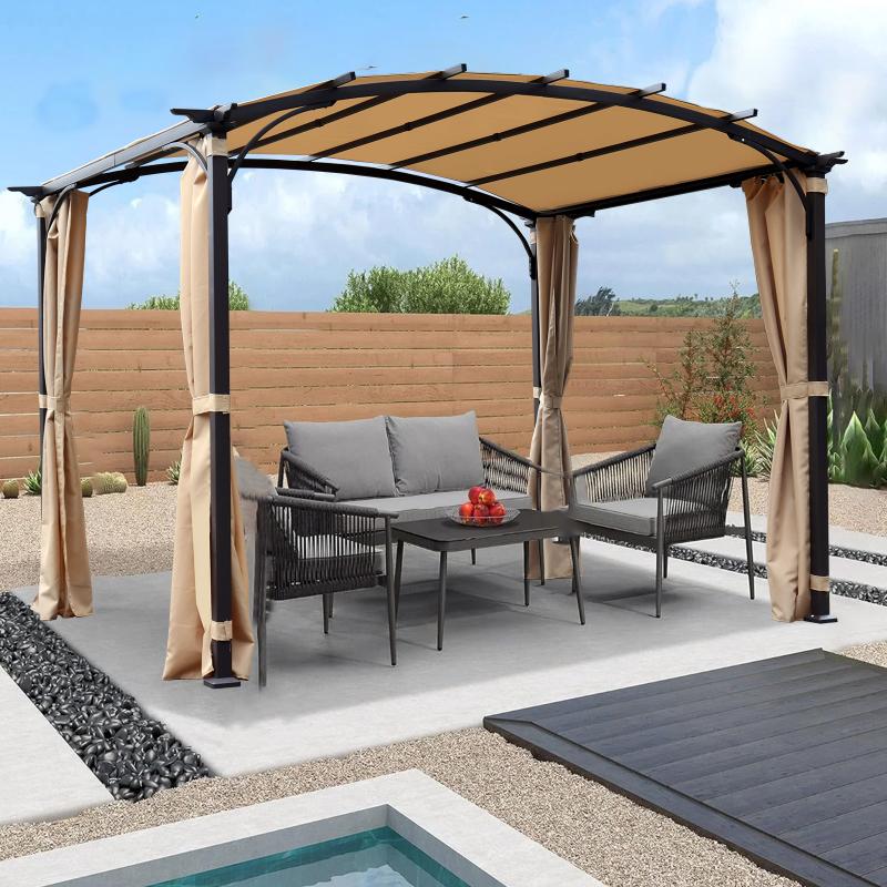 PGD3 Arched Pergola with Sun Shade Shelter| FlexiSpot US