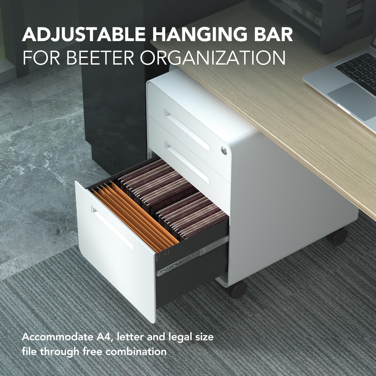 3 Drawer Mobile File Cabinet Under Desk 025 | Flexispot, image size:1600x1600