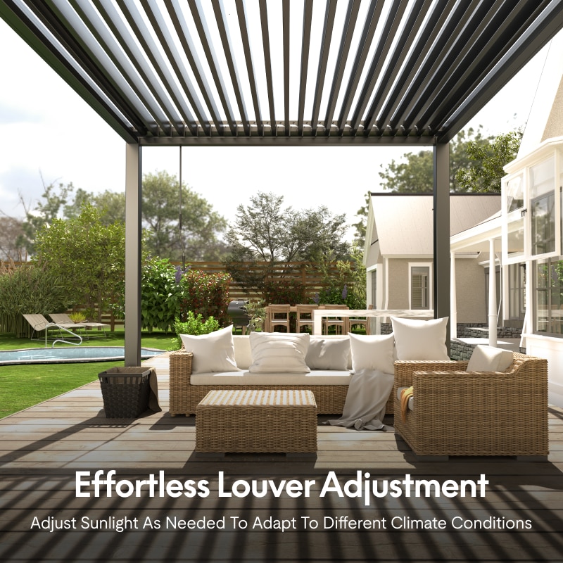 PG5 Aluminum Louvered Pergola Kit | FlexiSpot US