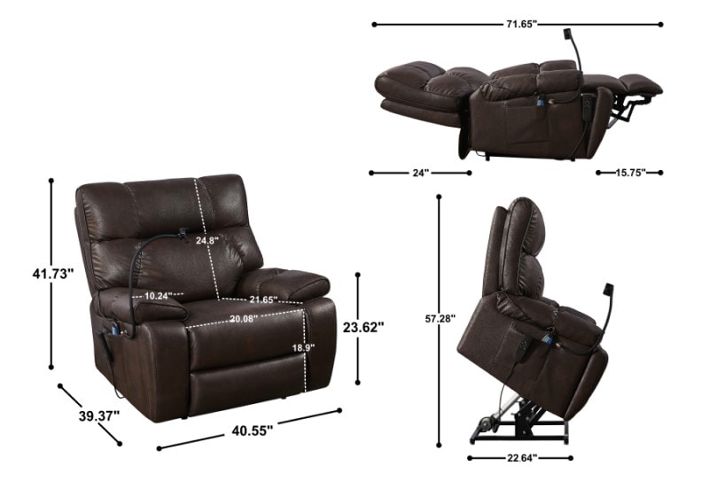 XDL93 Power Lift Recliner Chair With Heat And Massage And Cup And