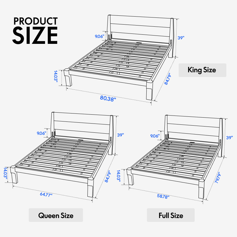 FlexiSpot Kana Japanese Joinery Bed with Headboard | Simple