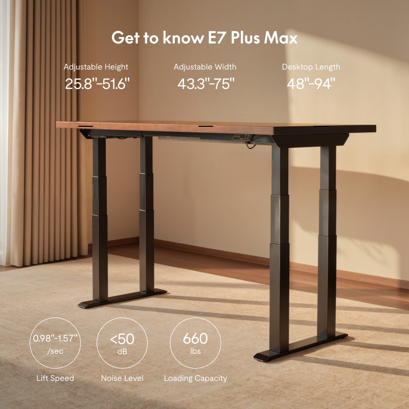 Premium 4-Leg Standing Desk E7 Plus Max|FlexiSpot Height