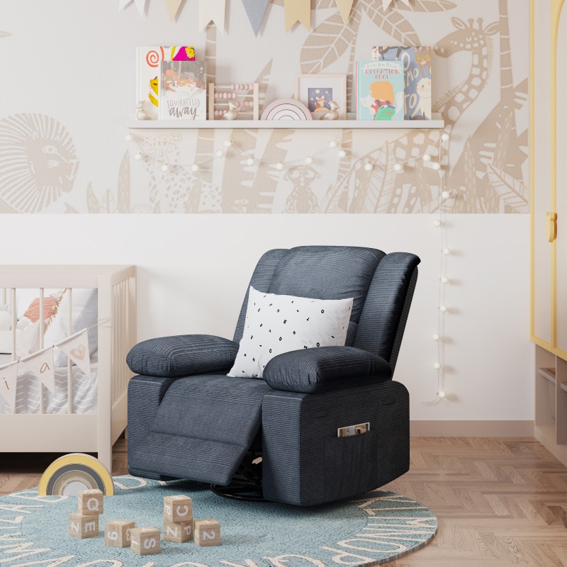 Swivel Reclining Rocking Chair With Massage & Heat - 360° Swivel, Manual Recliner, 350 Lb Capacity For Living Room