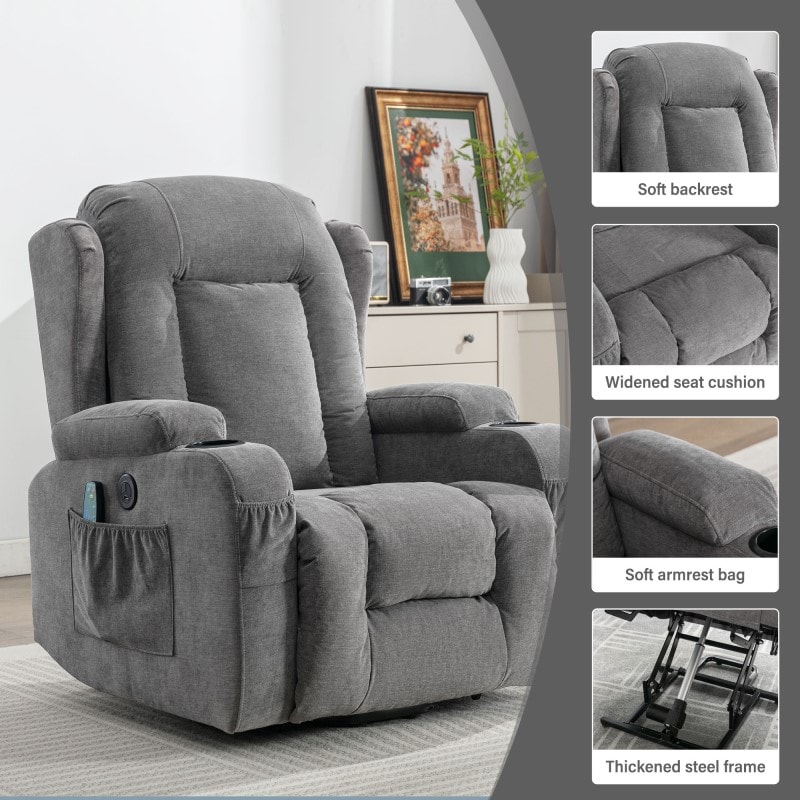recliner lift chairs with vibration massage Luxury Power Lift Recliner Chair with Vibration Massage and Heating, w –  ASJMREYE main image 0