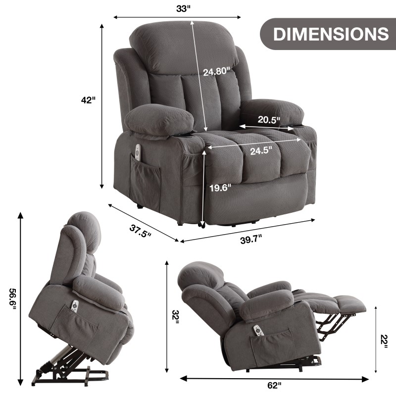 XDL31 Power Lift Recliner Chair With Heat And Massage And Cup
