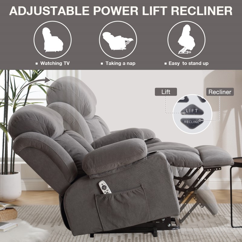 XDL31 Power Lift Recliner Chair With Heat And Massage And Cup