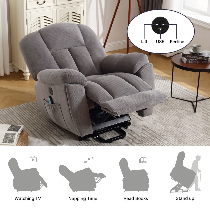 XDL4 Power Lift Recliner Chair With Heat And Massage And Cup