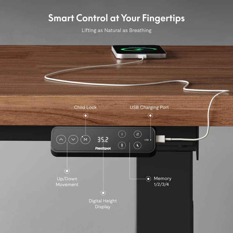 FLEXISPOT Standing Desk Electric Sit Stand Desk With 120×60cm Ergonomic Memory Controller