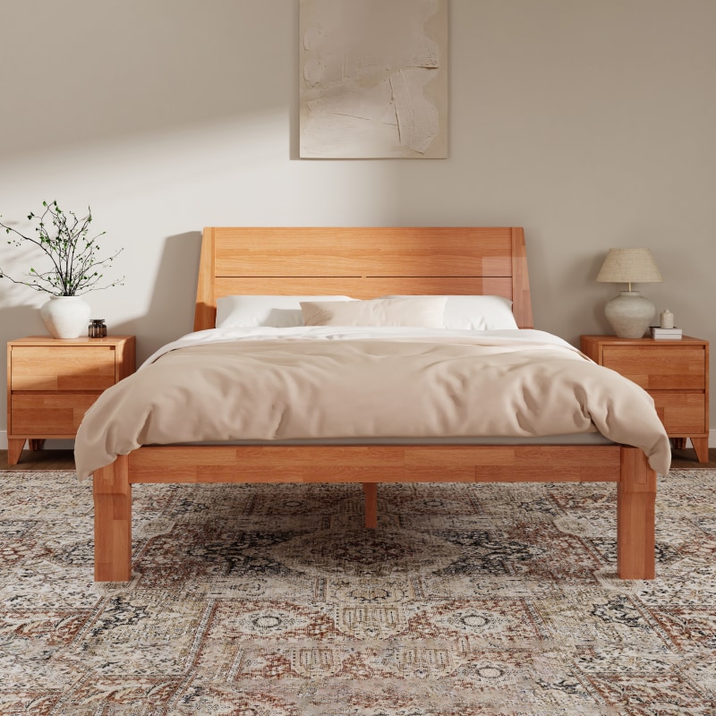 FlexiSpot Kana Japanese Joinery Bed with Headboard | Simple Design