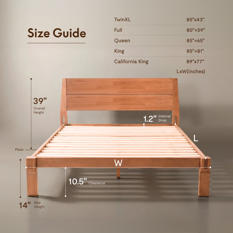 FlexiSpot Kana Japanese Joinery Bed with Headboard | Simple Design