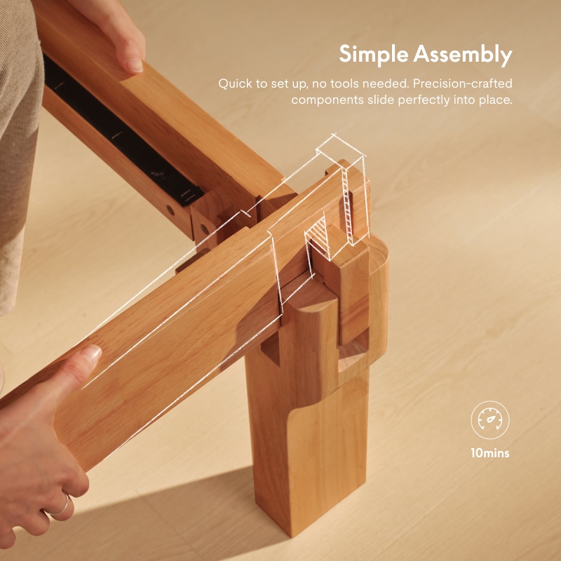 FlexiSpot Kana Japanese Joinery Bed with Headboard | Simple Design