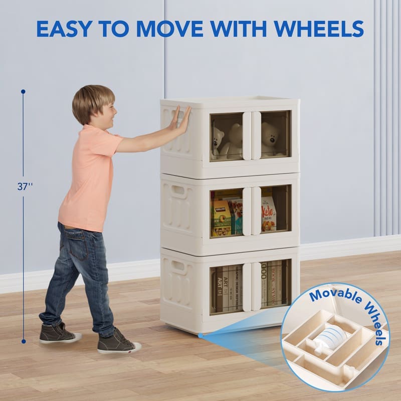 8.4 Gal Collapsible Plastic Storage Bins with Lids, 3-Pack