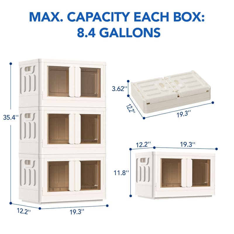 8.4 Gal Collapsible Plastic Storage Bins with Lids, 3-Pack