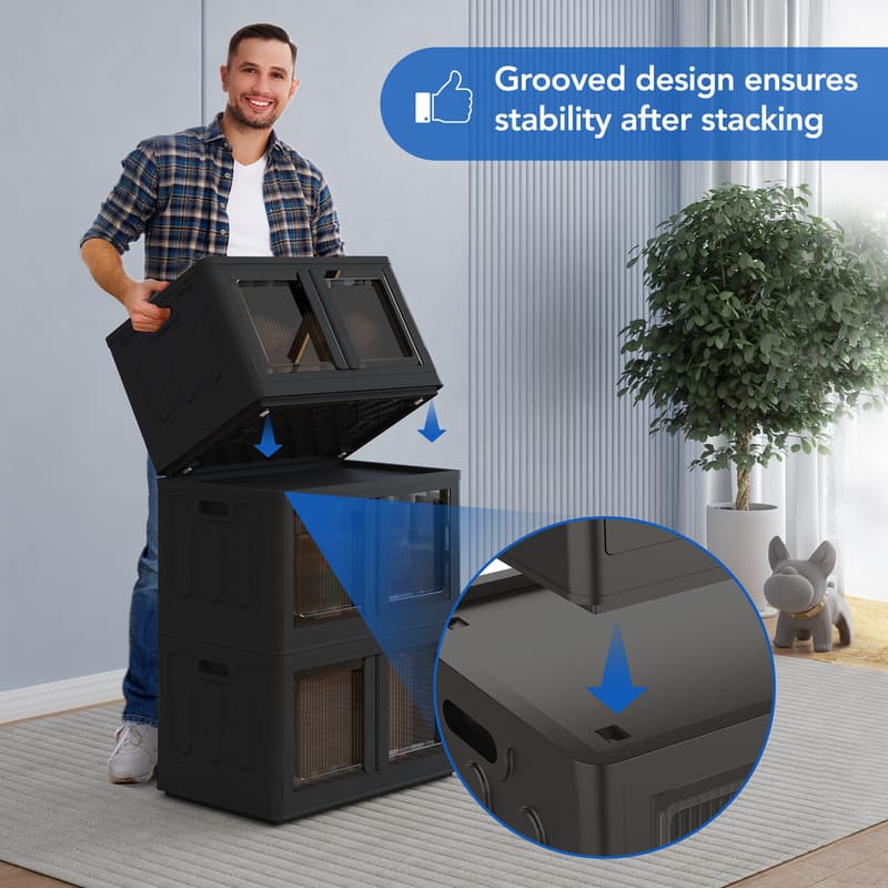 FlexiSpot 19 Gal Collapsible Plastic Storage Bins with Lids, 3