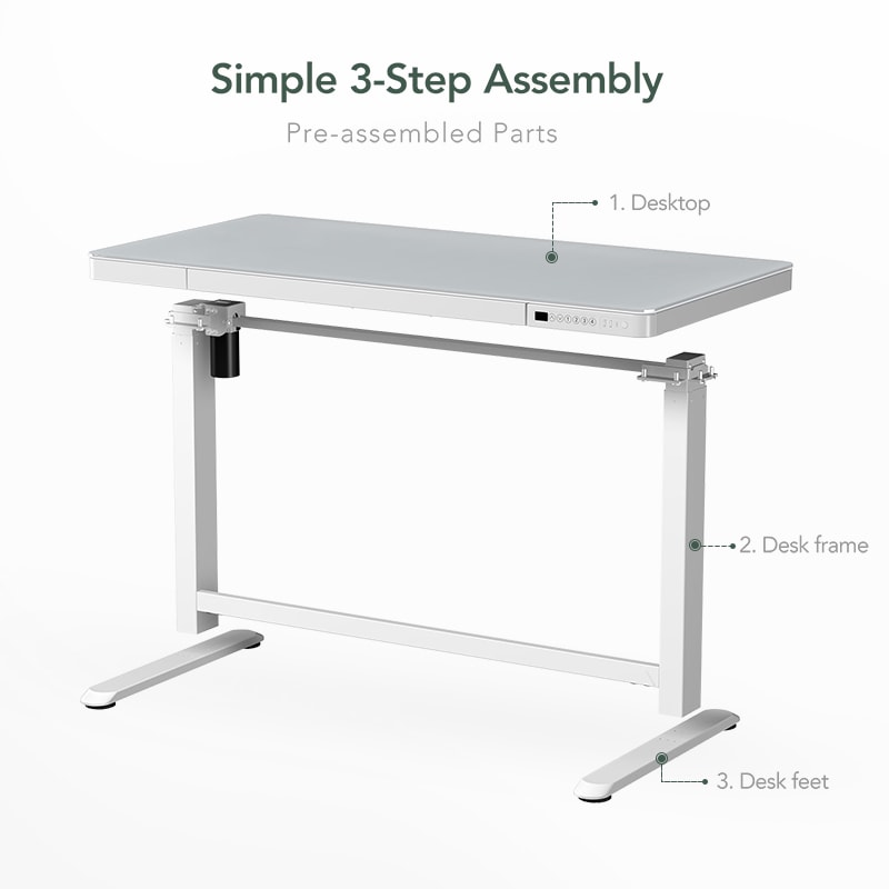Comhar All-in-One Standing Desk (Tempered Glass/Wooden