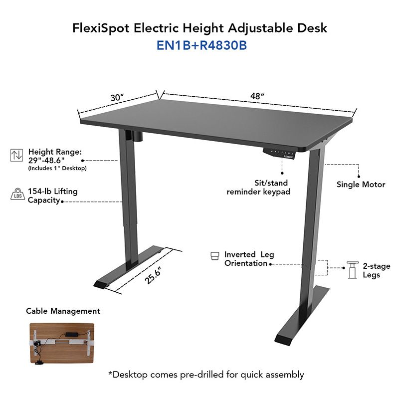 Electric Height Adjustable Desk en1b+4830b | FlexiSpot