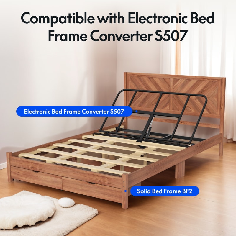 Wooden Bed Frame with 2 Storage Drawers (BF2)