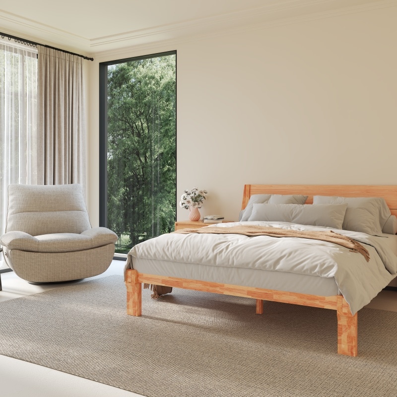 FlexiSpot Kana Japanese Joinery Bed with Headboard| Simple Design