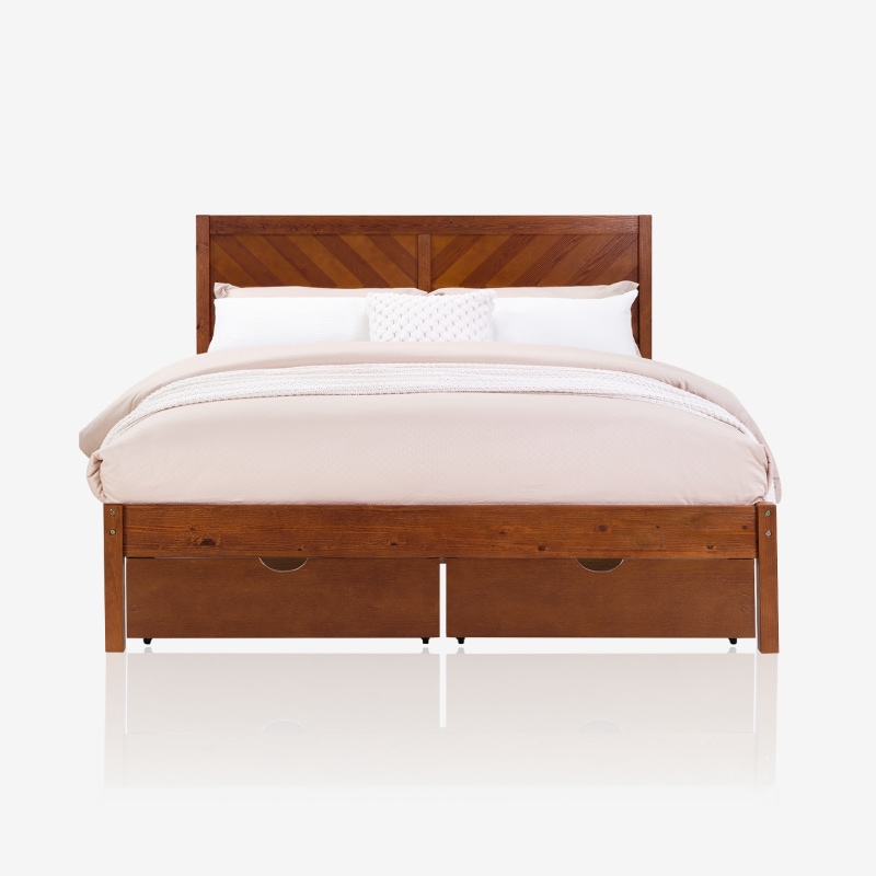 Wooden Bed Frame with 2 Storage Drawers (BF2)