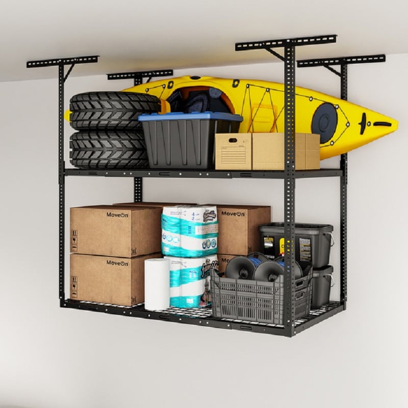 Double Layer Overhead Garage Storage Rack | FLEXIMOUNTS