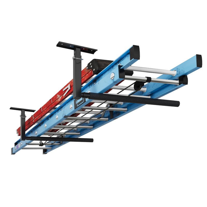 Adjustable Overhead Ladder Rack for Garage Ceiling Storage | FLEXIMOUNTS